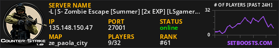 -L|S- Zombie Escape [Summer] [MULTIJUMP + 2x EXP] [LSgamerZ.NeT] [1000 FPS] [FastDL]