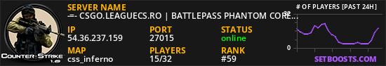 -=- CSGO.LEAGUECS.RO | BATTLEPASS PHANTOM CORE S1 | V.I.P | RANK SYSTEM ULTIMATE -=-