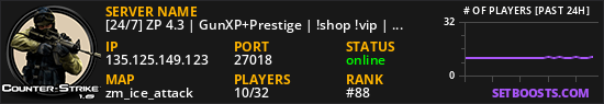 [24/7] ZP 4.3 | GunXP+Prestige | !shop !vip | No-Lag