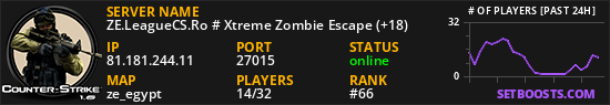 ZE.LeagueCS.Ro # Xtreme Zombie Escape (+18)
