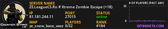 ZE.LeagueCS.Ro # Xtreme Zombie Escape (+18)