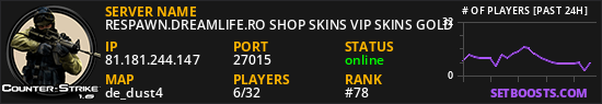 RESPAWN.DREAMLIFE.RO SHOP SKINS VIP SKINS GOLD