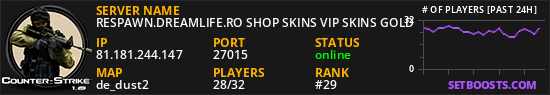 RESPAWN.DREAMLIFE.RO SHOP SKINS VIP SKINS GOLD