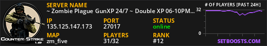 ~ Zombie Plague GunXP 24/7 ~ Double XP 06-10PM EET