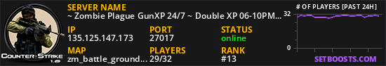 ~ Zombie Plague GunXP 24/7 ~ Double XP 06-10PM EET