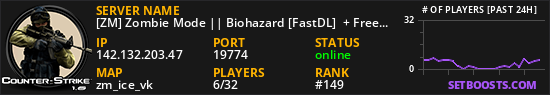 [ZM] Zombie Mode || Biohazard [FastDL]  + Free VIP + Prestige System