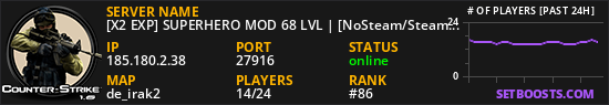[X2 EXP] SUPERHERO MOD 68 LVL | [NoSteam/Steam]