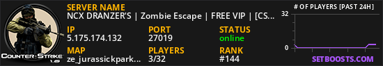 NCX DRANZER'S | Zombie Escape | FREE VIP | [CSO+LVLS] | IND
